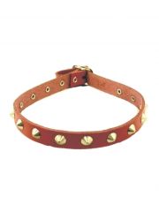 Leder Halsband Spitznieten rot