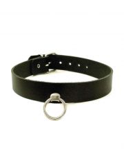 Leder Halsband mit Ring schwarz