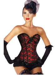 Corsage mit Spitzenbesatz mit Muster schwarz rot