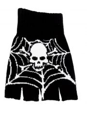Fingerlose Handschuhe Skull mit Spinnennetz