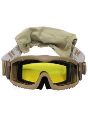Deluxe Schutzbrille Airsoft beige mit 2 Ersatzgläser