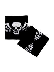Schweißband Totenkopf mit Flügel schwarz