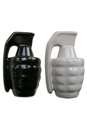 Salz und Pfefferstreuer Set Handgranate schwarz weiss