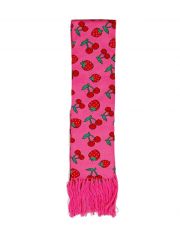 Winterschal Erdbeeren und Kirschen pink