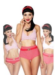 Rockabilly Style Wende Bikini rot weiß mit Punkte