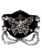 Lederarmband Schmetterling Totenkopf mit Ketten