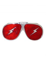 Gürtelschnalle Brille rot