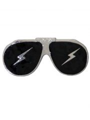Gürtelschnalle Brille schwarz