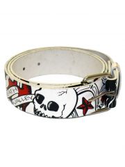 Gürtel Totenkopf schwarz weiß rot