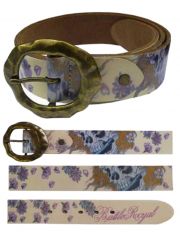 Ledergürtel Skull beige