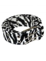 Gürtel mit Fell Zebra schwarz weiß mit Ösen