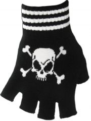 Fingerlose Handschuhe Totenkopf schwarz