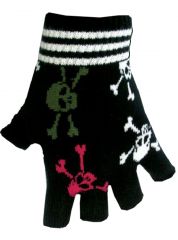 Fingerlose Handschuhe bunte Totenköpfe