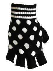 Fingerlose Handschuhe Punkte weiß