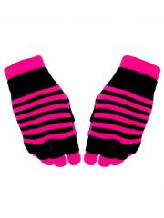 Multi Handschuhe neon pink gestreift 2 in 1