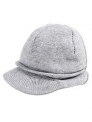 Beanie Strickmütze grau mit Schirm