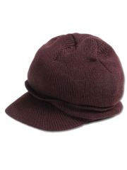 Beanie Strickmütze braun mit Schirm