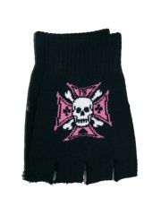 Fingerlose Handschuhe Kreuz pink