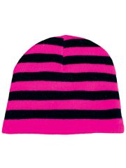 Beanie gestreift neon pink