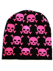 Beanie Totenköpfe pink