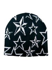 Beanie Sterne schwarz weiß