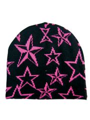 Beanie Sterne pink schwarz