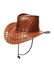 Cowboyhut Kunstleder hellbraun Muster