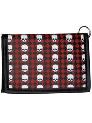 Geldbeutel mit Kette Skull Karo rot schwarz