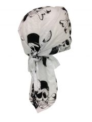 Bandana Cap Piraten Skull weiß