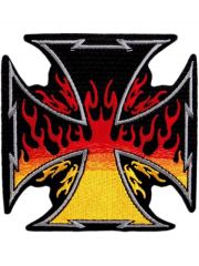 Aufnäher Eisernes Kreuz mit Flammen