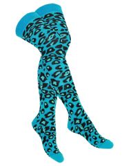 Overknees Leopard schwarz türkis