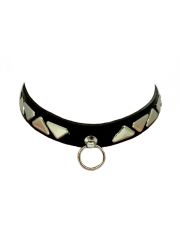 Leder Choker Halsband Dreieck Nieten mit Ring