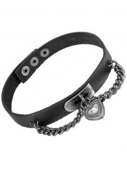 Leder Choker Halsband Herz mit Kette