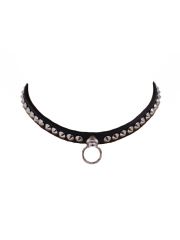 Leder Choker Halsband Spitznieten und Ring
