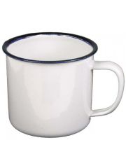 Emaille Tasse weiß blau 300ml