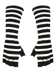Fingerlose Stulpenhandschuhe schwarz weiß gestreift