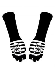 Fingerlose Stulpenhandschuhe schwarz weiß Pirat