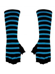 Fingerlose Stulpenhandschuhe blau Streifen