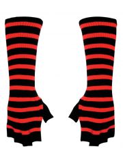 Fingerlose Stulpenhandschuhe rot Streifen