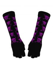 Fingerlose Stulpenhandschuhe Totenkopf lila