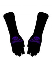 Fingerlose Stulpenhandschuhe blauer Totenkopf