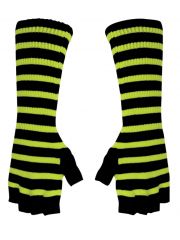 Fingerlose Stulpenhandschuhe gelb neon Streifen