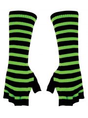 Fingerlose Stulpenhandschuhe grün neon Streifen