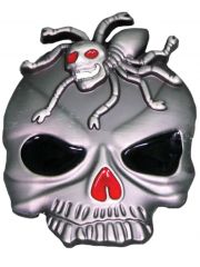 Gürtelschnalle Totenkopf mit Spinne