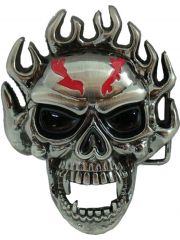 Gürtelschnalle Brennender Totenkopf