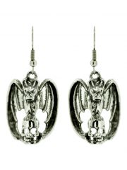 Ohrring Totenkopf mit Fledermaus