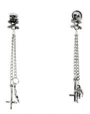 Ohrring Crucifix mit Knochenhand