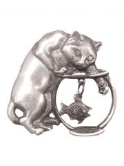 Anstecker Katze mit Fisch