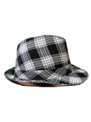Clubstyle Trilby Hut schwarz weiß kariert