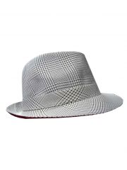 Clubstyle Trilby Hut weiß kariert